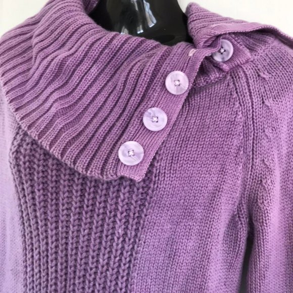 Jacob Purple 100% Merino Wool Split Cowl Neck Tunic Sweater Y2K - Picture 3 of 4